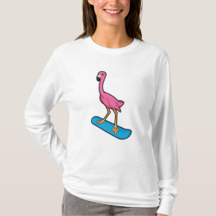 Flamingo as Snowboarder med Snowbaord T Shirt