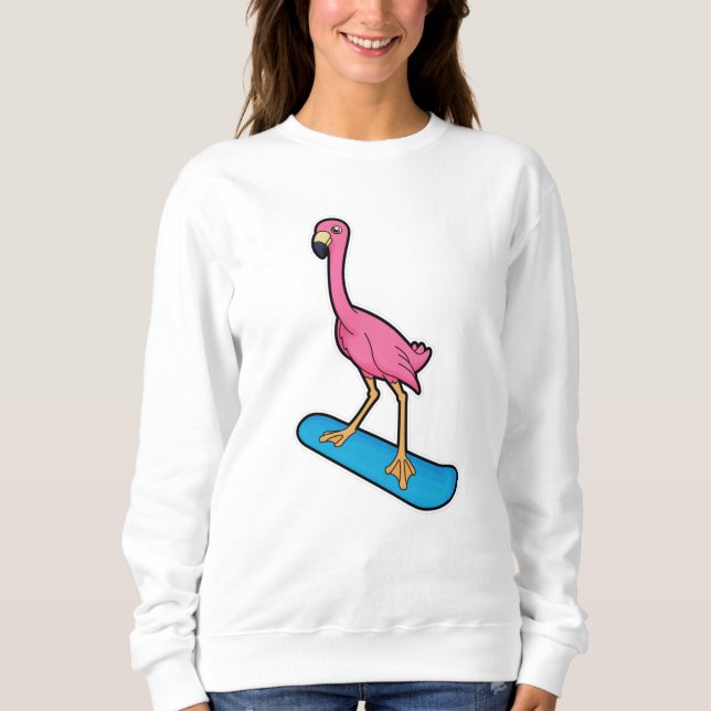 Flamingo as Snowboarder med Snowbaord T Shirt (Framsida)