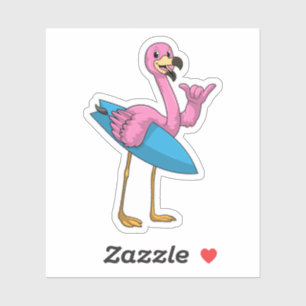 Flamingo as Surfer med ytskiva Klistermärken