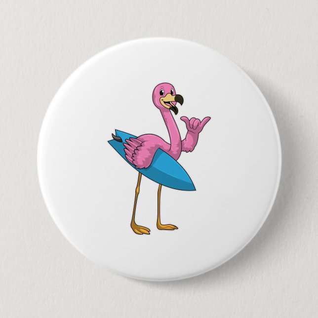 Flamingo as Surfer med ytskiva Knapp (Framsida)