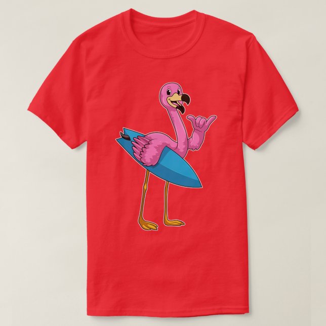 Flamingo as Surfer med ytskiva T Shirt (Design framsida)