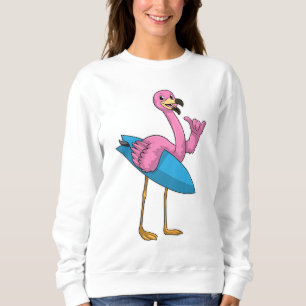 Flamingo as Surfer med ytskiva T Shirt
