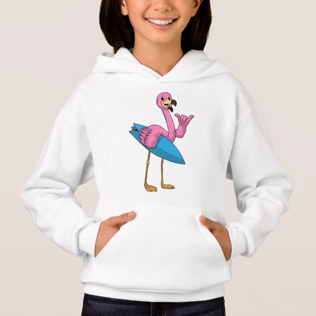 Flamingo as Surfer med ytskiva T Shirt (Framsida)