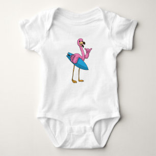 Flamingo as Surfer med ytskiva T Shirt