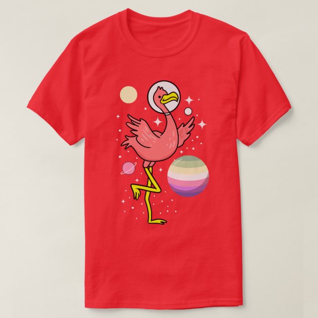 Flamingo Astronaut Genderfae Pride  T Shirt (Design framsida)
