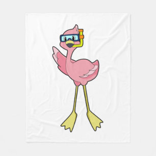 Flamingo at Diving with Snorkel Fleecefilt
