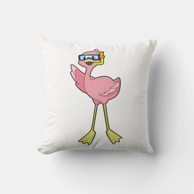 Flamingo at Diving with Snorkel Kudde (Framsida)