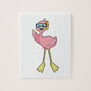 Flamingo at Diving with Snorkel Pussel