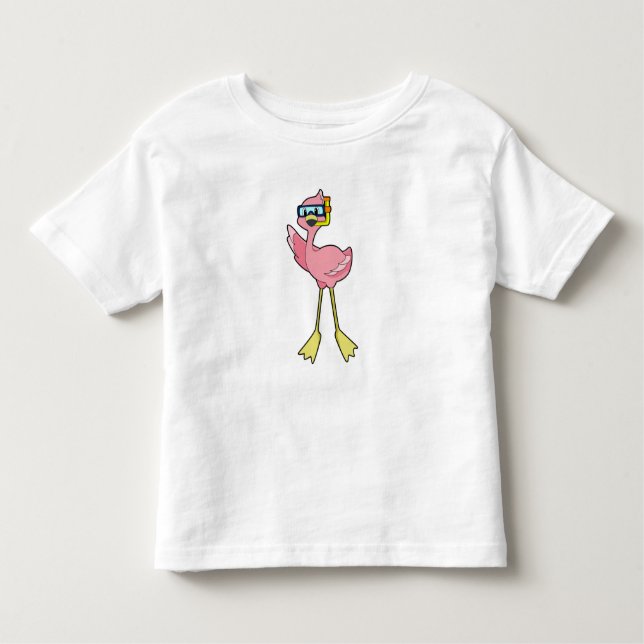 Flamingo at Diving with Snorkel T Shirt (Framsida)