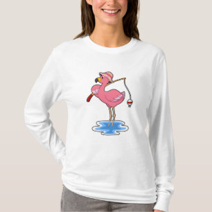 Flamingo at Fishing with Fishing Rod T Shirt
