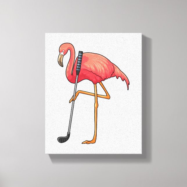 Flamingo at Golf med Golf klubb Canvastryck (Framsida)