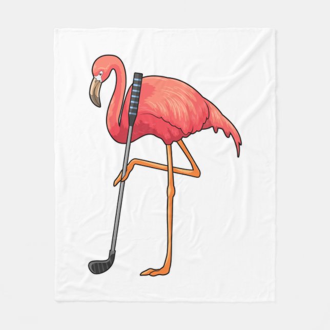Flamingo at Golf med Golf klubb Fleecefilt (Framsidan)