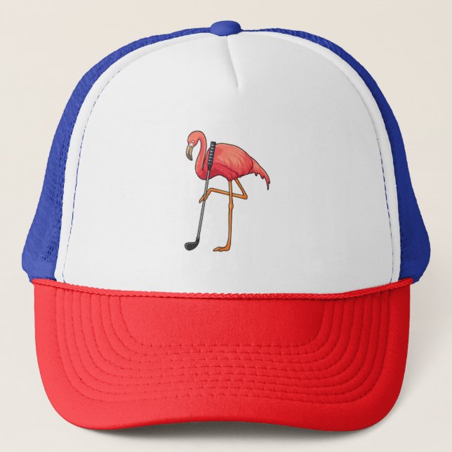 Flamingo at Golf med Golf klubb Keps (Framsida)