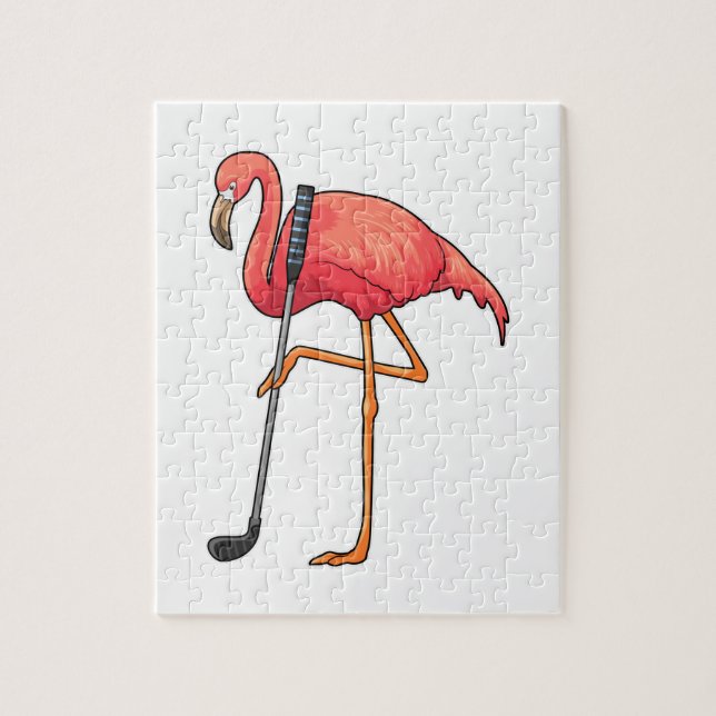 Flamingo at Golf med Golf klubb Pussel (Vertikal)