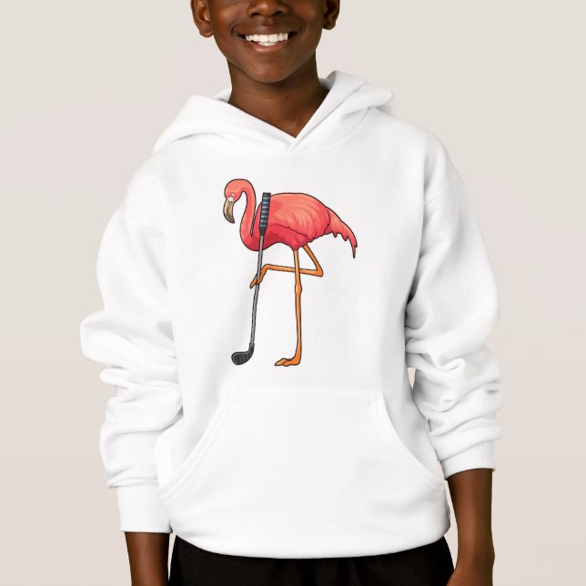 Flamingo at Golf med Golf klubb T Shirt (Framsida)