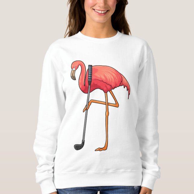 Flamingo at Golf med Golf klubb T Shirt (Framsida)