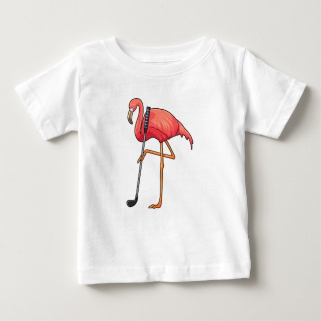 Flamingo at Golf med Golf klubb T Shirt (Framsida)