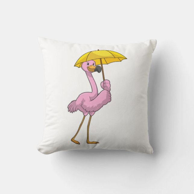 Flamingo at Rining with Parbrella Kudde (Framsida)