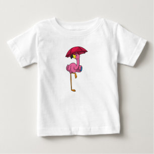 Flamingo at Rining with Parbrella T Shirt