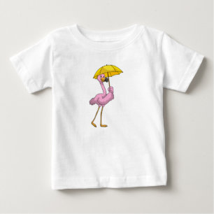 Flamingo at Rining with Parbrella T Shirt