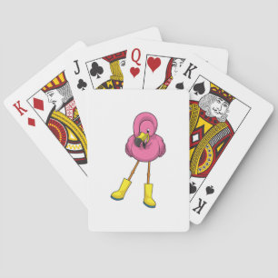 Flamingo at Rining with Rubber boots Casinokort