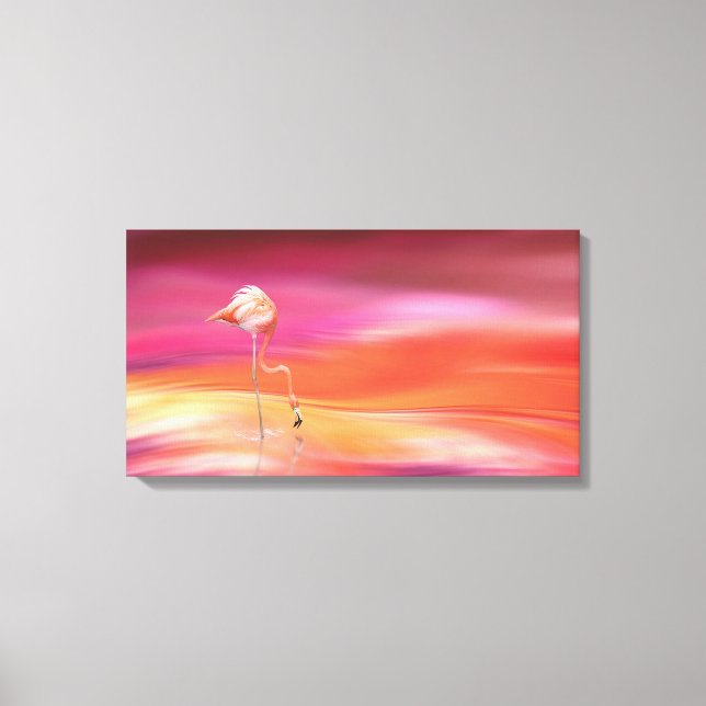 Flamingo at Sunset Canvastryck (Framsida)