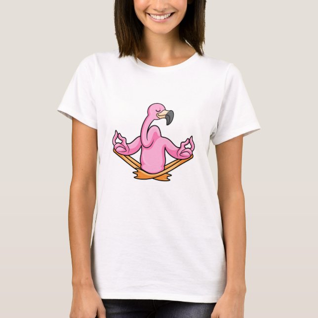 Flamingo at Yoga i Kor-legged T Shirt (Framsida)