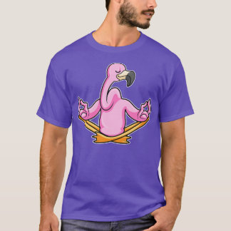 Flamingo at Yoga in Crosslegged T Shirt
