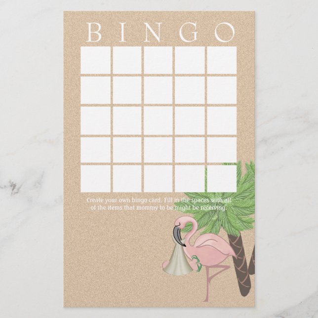 Flamingo Baby Shower Bingo Card (Framsida)