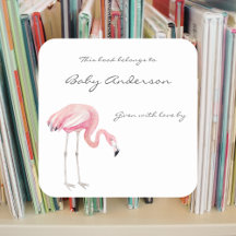 Flamingo Baby Shower-bokskyltdekal