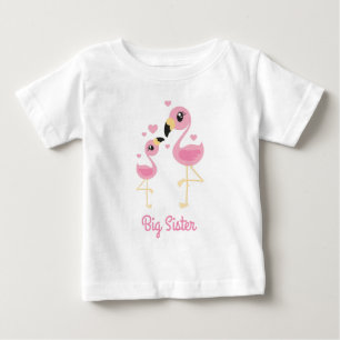 Flamingo Baby Shower Cute Tropical Big Sister T Shirt