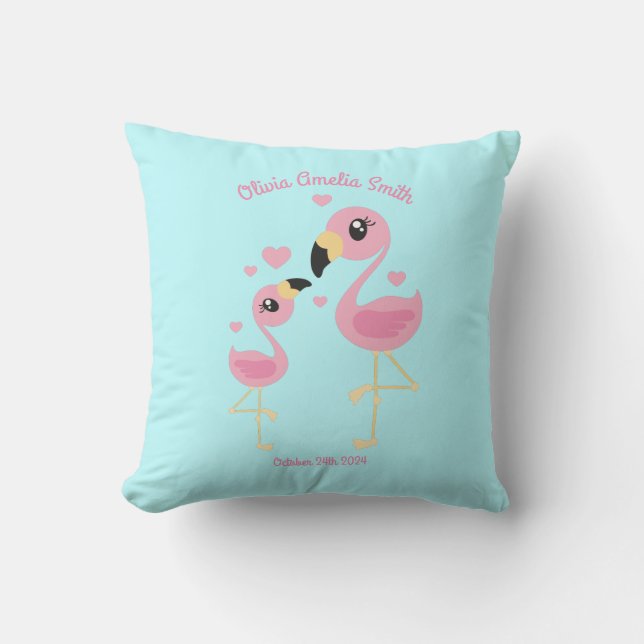Flamingo Baby Shower Cute Tropical Kudde (Framsida)