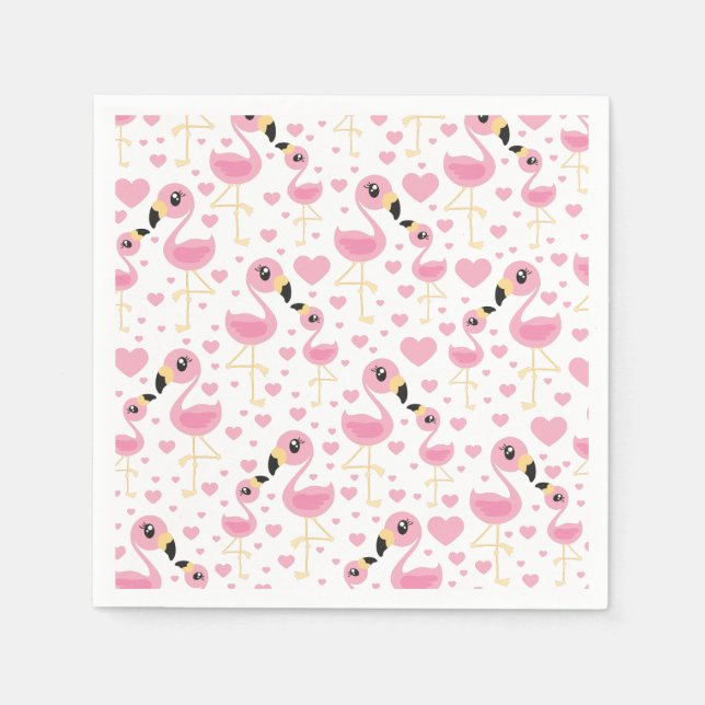 Flamingo Baby Shower Cute Tropical Pappersservett (Framsidan)