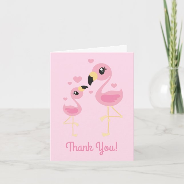 Flamingo Baby Shower Cute Tropical Tack Kort (Framsida)