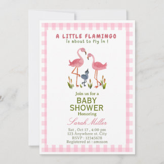 Flamingo baby shower inbjudan