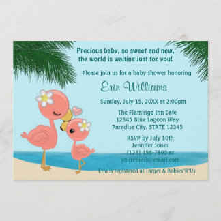 Flamingo Baby Shower-inbjudan Mamma Kiss Inbjudningar