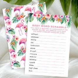 Flamingo Baby Shower Ord Scramble Game Tilläggskort