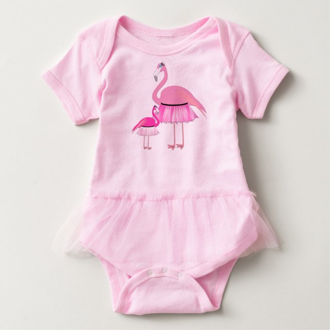 Flamingo Baby Tutu Bodykostym Tee (Framsida)