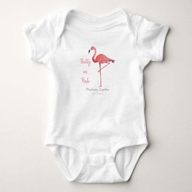 Flamingo | Babyflicka | Kroppsoverall T Shirt (Framsida)