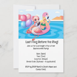 Flamingo Bachelorette Bassäng Party Inbjudningar