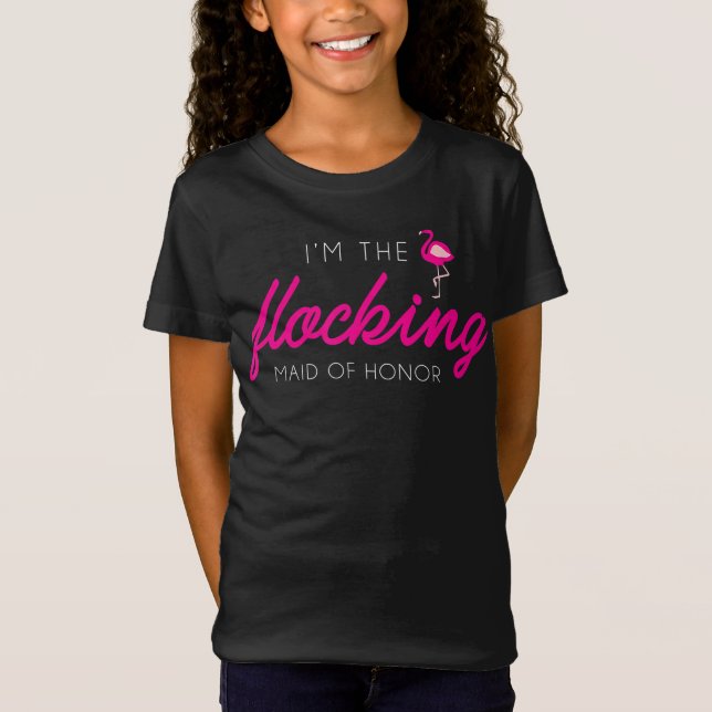 Flamingo Bachelorette-partiet i Maid of honor T Shirt (Framsida)