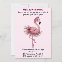 Flamingo Ballet Dancer Birthday Inbjudningar