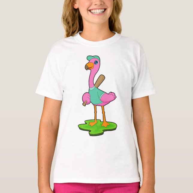 Flamingo Baseball Baseball fladdermus T Shirt (Framsida)