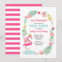 Flamingo Bassäng bjudande till Tropiska födelsedag