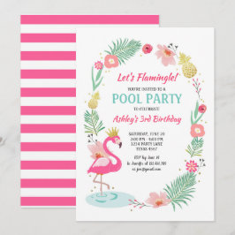 Flamingo Bassäng bjudande till Tropiska födelsedag Inbjudningar
