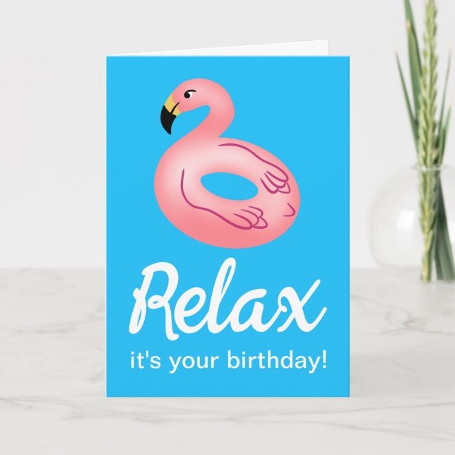 Flamingo Bassäng Flyt slappna av. Det är din födel Kort (Framsida)