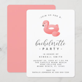 Flamingo Bassäng Flyter minimal Bachelorette Party Inbjudningar