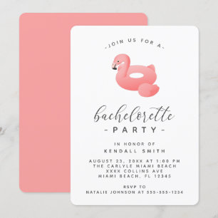 Flamingo Bassäng Flyter minimal Bachelorette Party Inbjudningar