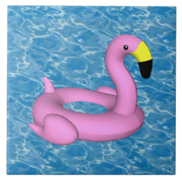 Flamingo bassäng leksak på blå vatten kakelplatta