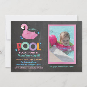 Flamingo Bassäng Party Birthday Beach Flyter Photo Inbjudningar